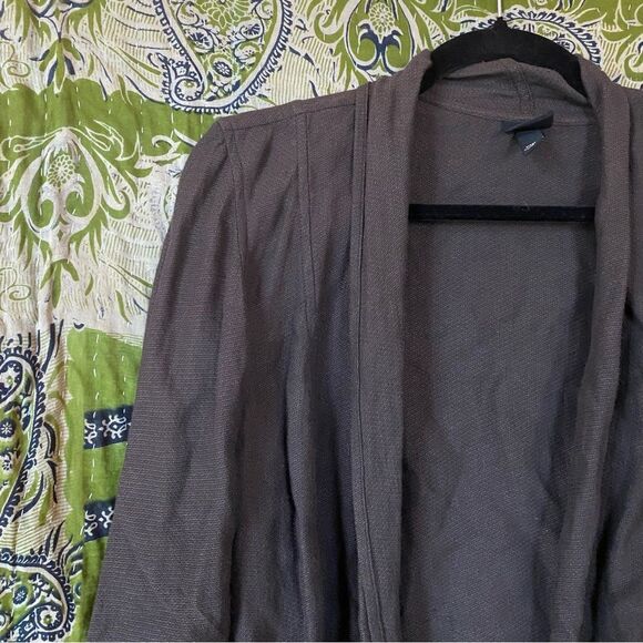 Eileen Fisher Chocolate Linen Blend Cardigan Size Medium - Picture 3 of 13